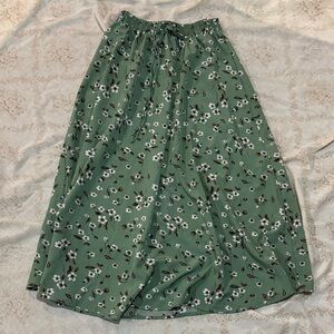 SHEIN Green Floral A-Line Skirt